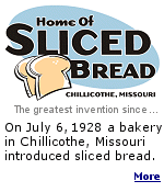 The bread slicer was invented by Iowan Otto Rohwedder in 1917 but not put into commercial use until 1928 when the Chillicothe Baking Co. used it. 